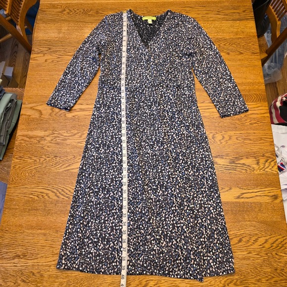 Sigrid Olsen Women's V-Neck Midi Dress Abstract Print Long Sleeve Faux Wrap Work - Picture 4 of 16